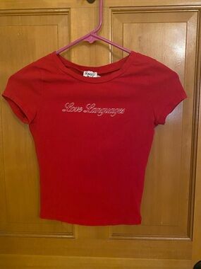 Princess Polly Red "Love Languages" Short Sleeve Tee